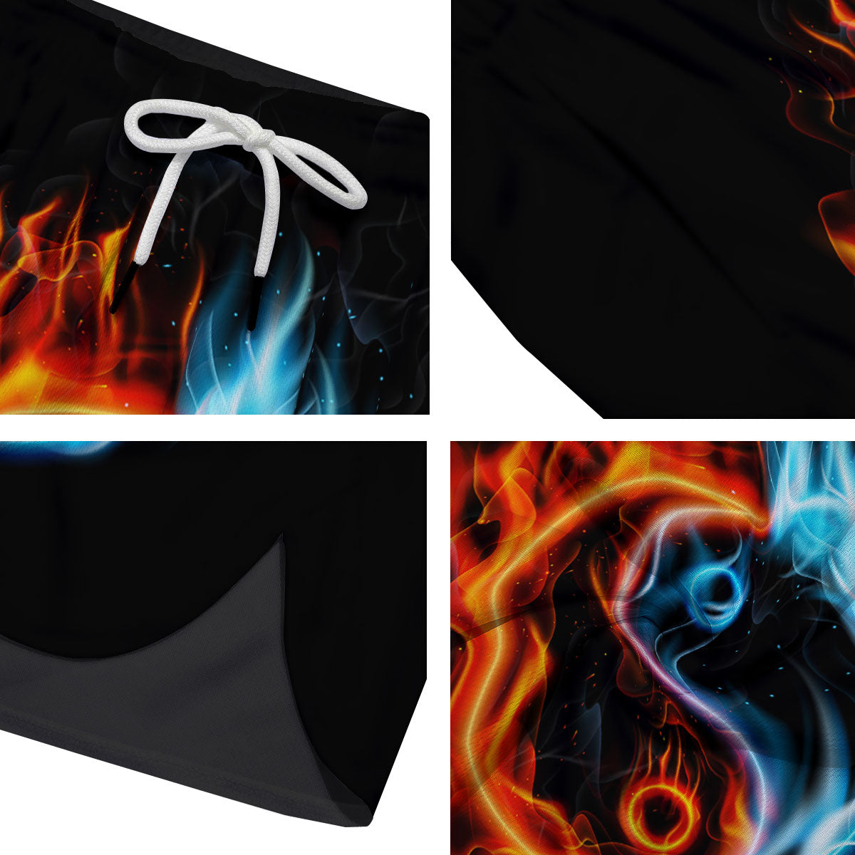 Yin Yang Flaming Print Men's Running Shorts-grizzshop