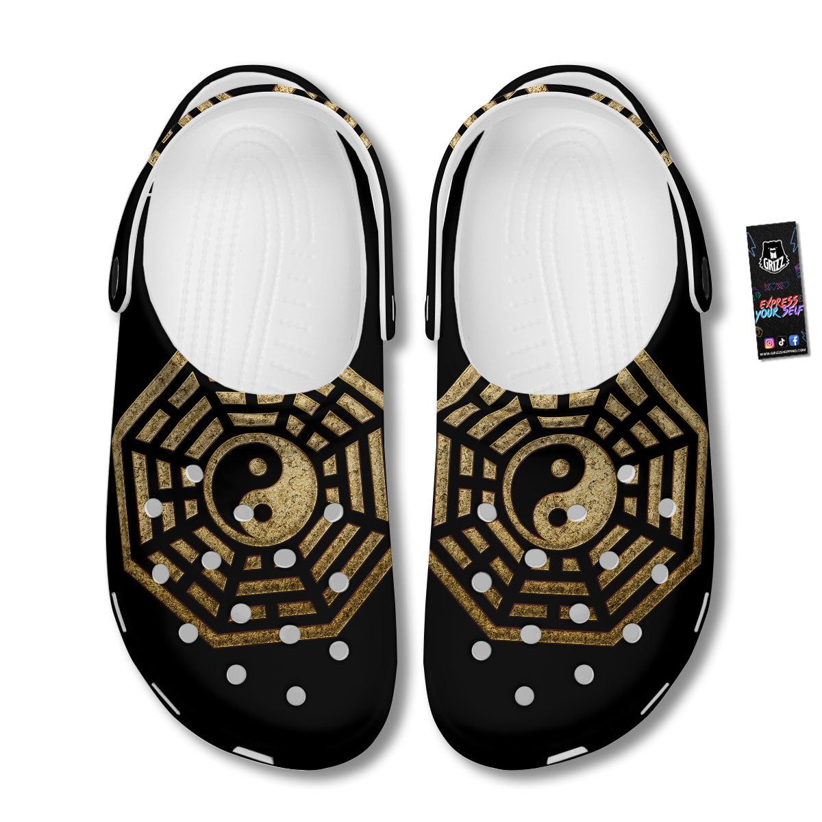 Yin Yang Gold Bagua Print Clog-grizzshop