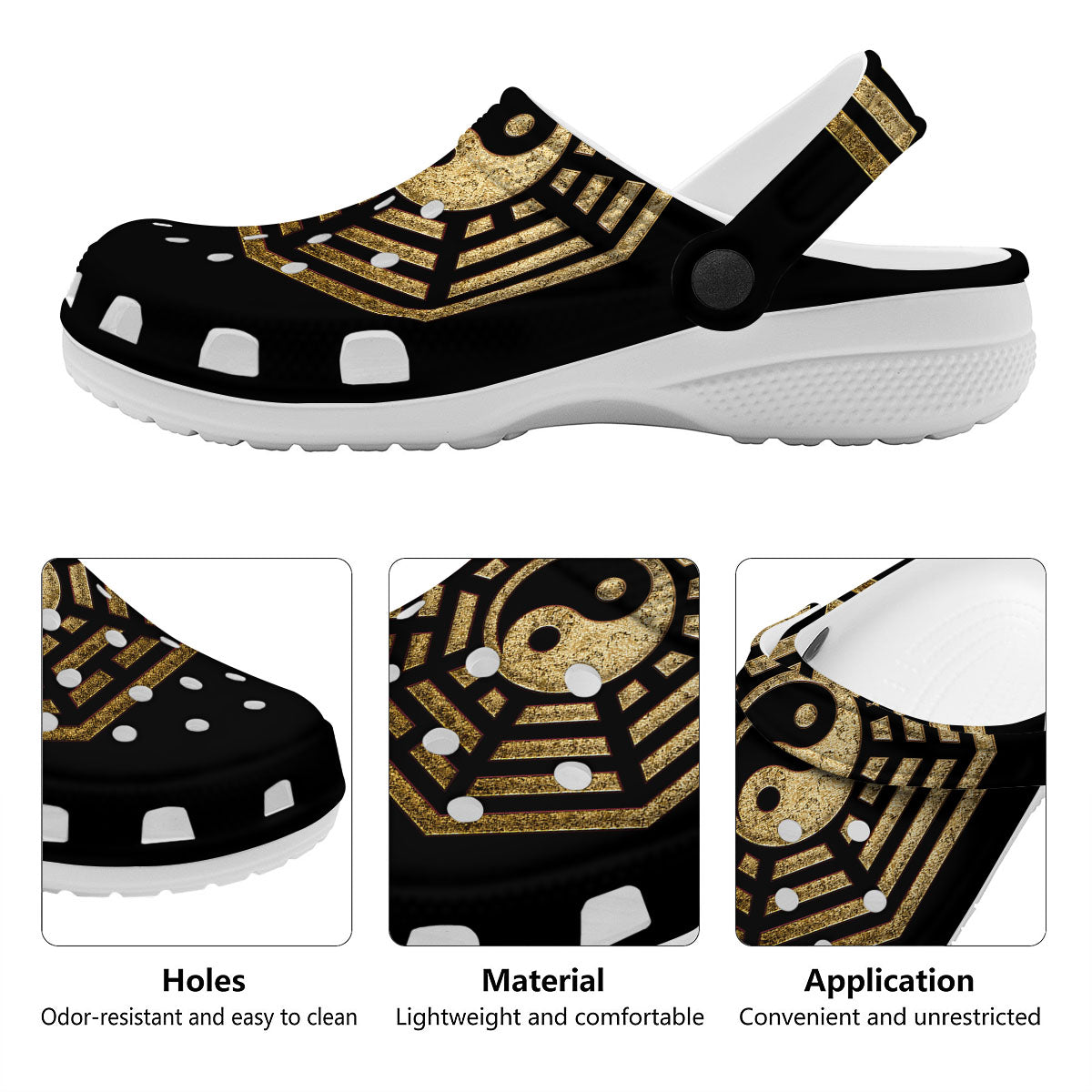 Yin Yang Gold Bagua Print Clog-grizzshop