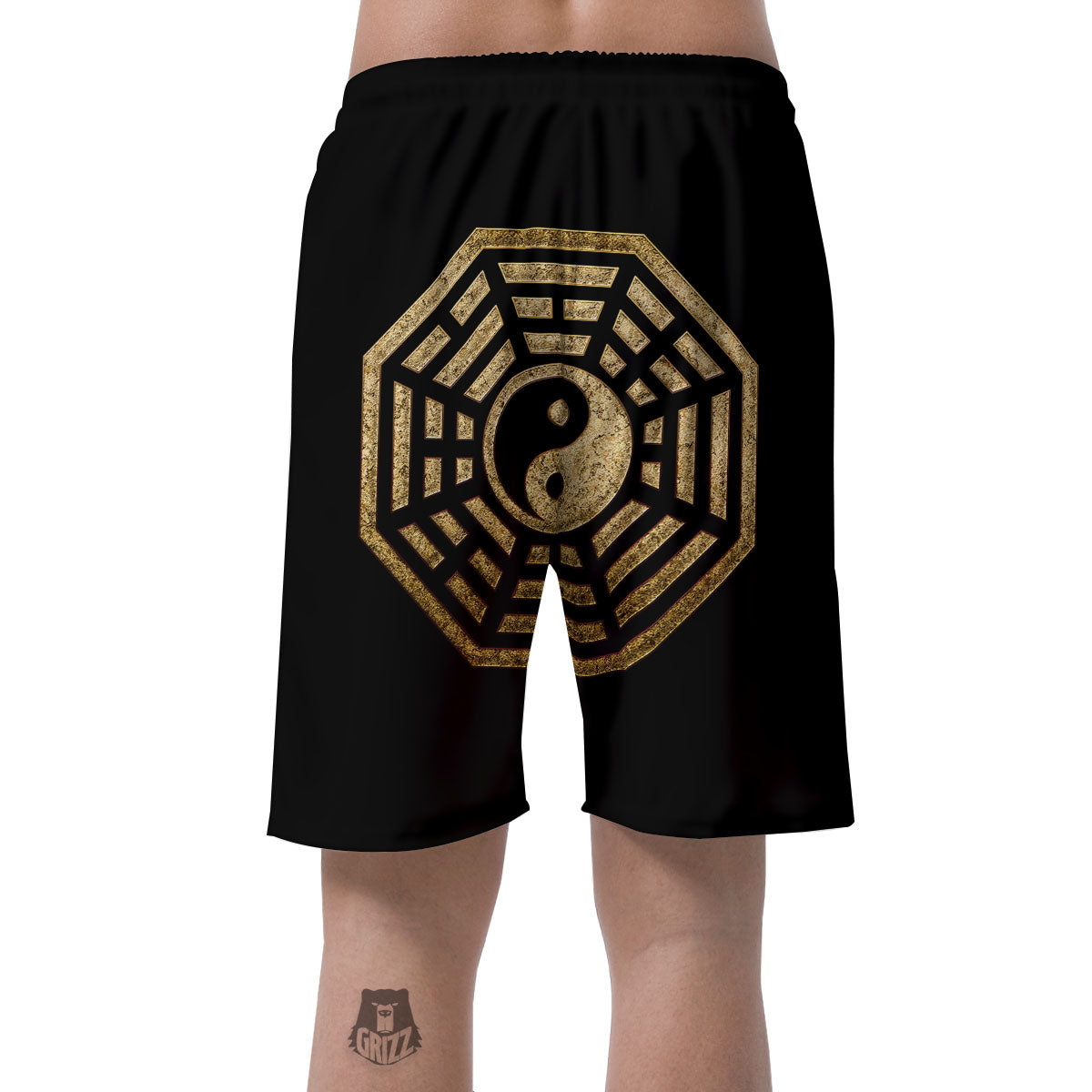 Yin Yang Gold Bagua Print Men's Shorts-grizzshop