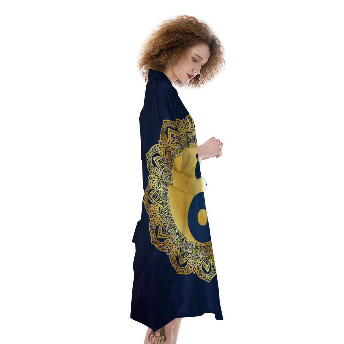 Yin Yang Gold Mandala Print Kimono-grizzshop