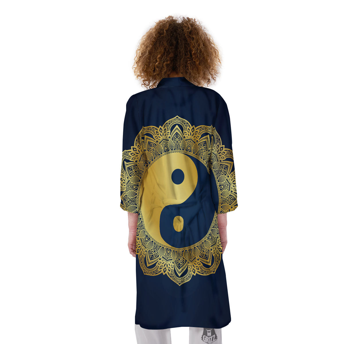 Yin Yang Gold Mandala Print Kimono-grizzshop