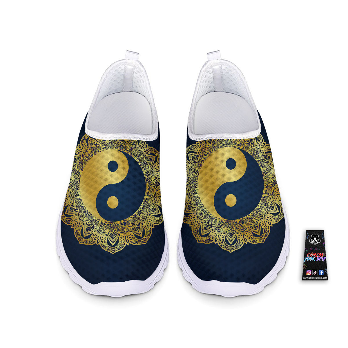 Yin Yang Gold Mandala Print Nurse Shoes-grizzshop