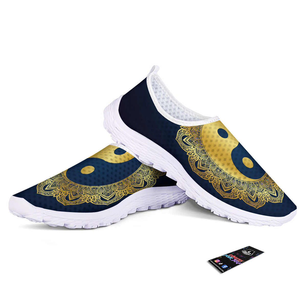 Yin Yang Gold Mandala Print Nurse Shoes-grizzshop