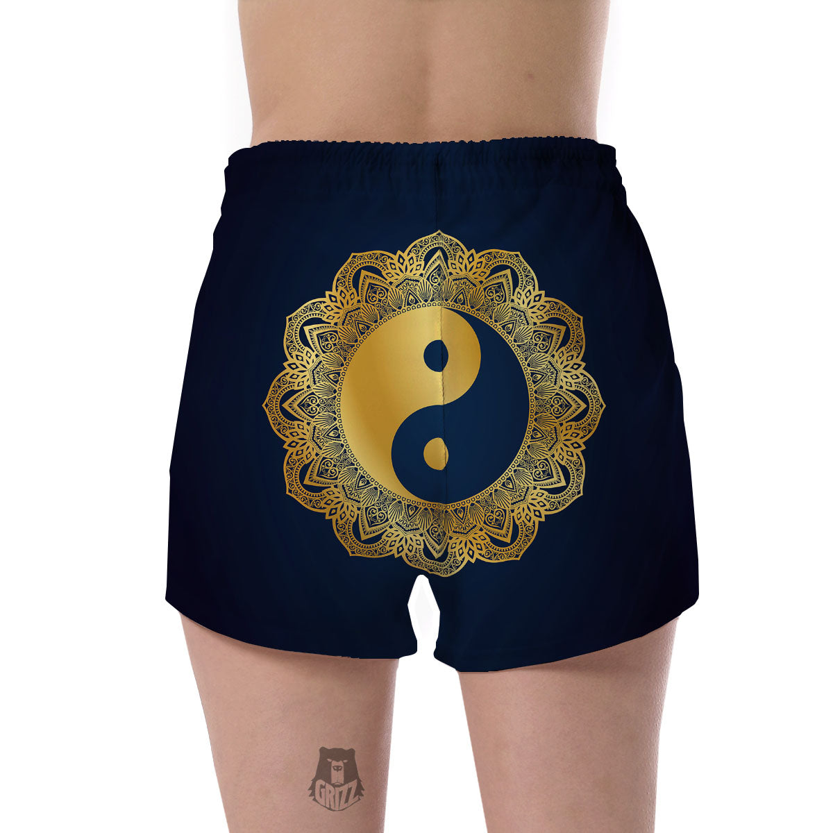 Yin Yang Gold Mandala Print Women's Shorts-grizzshop
