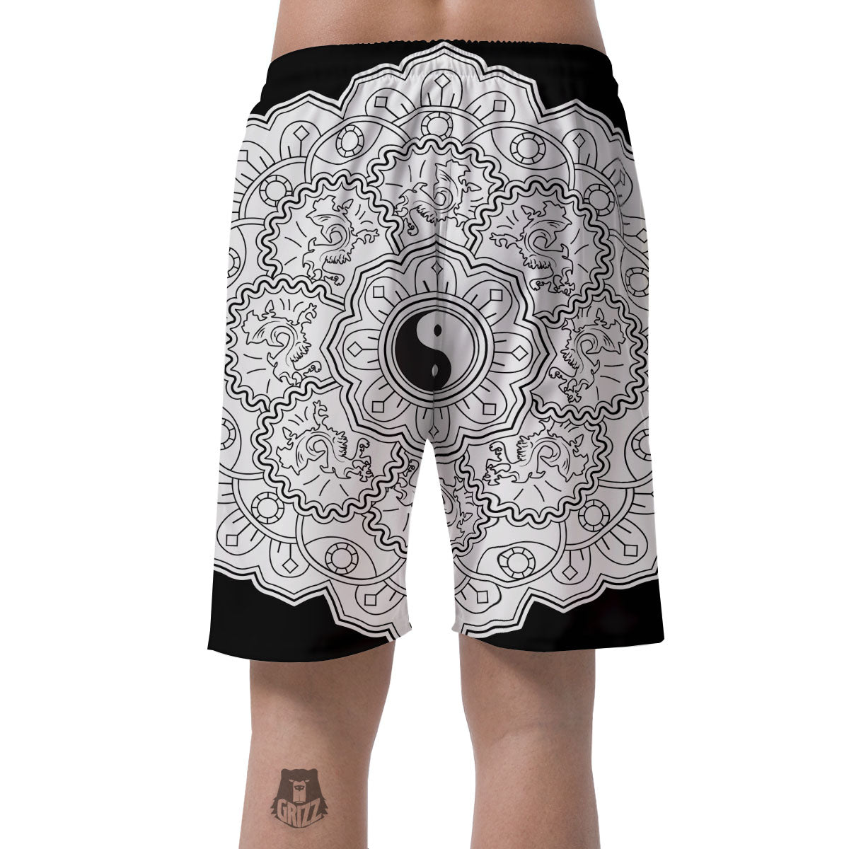 Yin Yang Mandala White And Black Print Men's Shorts-grizzshop