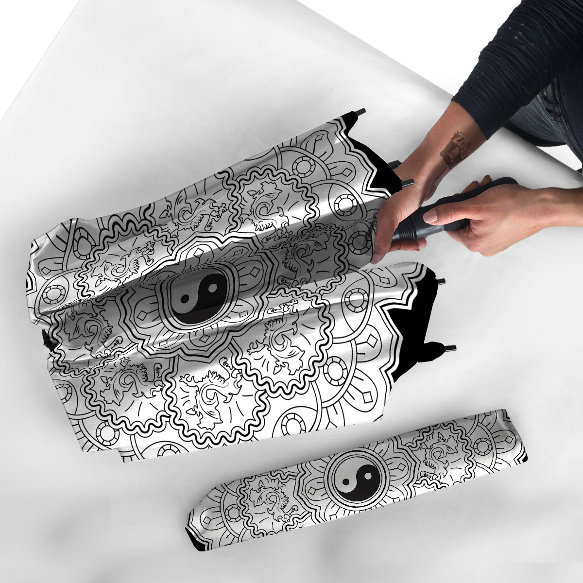 Yin Yang Mandala White And Black Print Umbrella-grizzshop