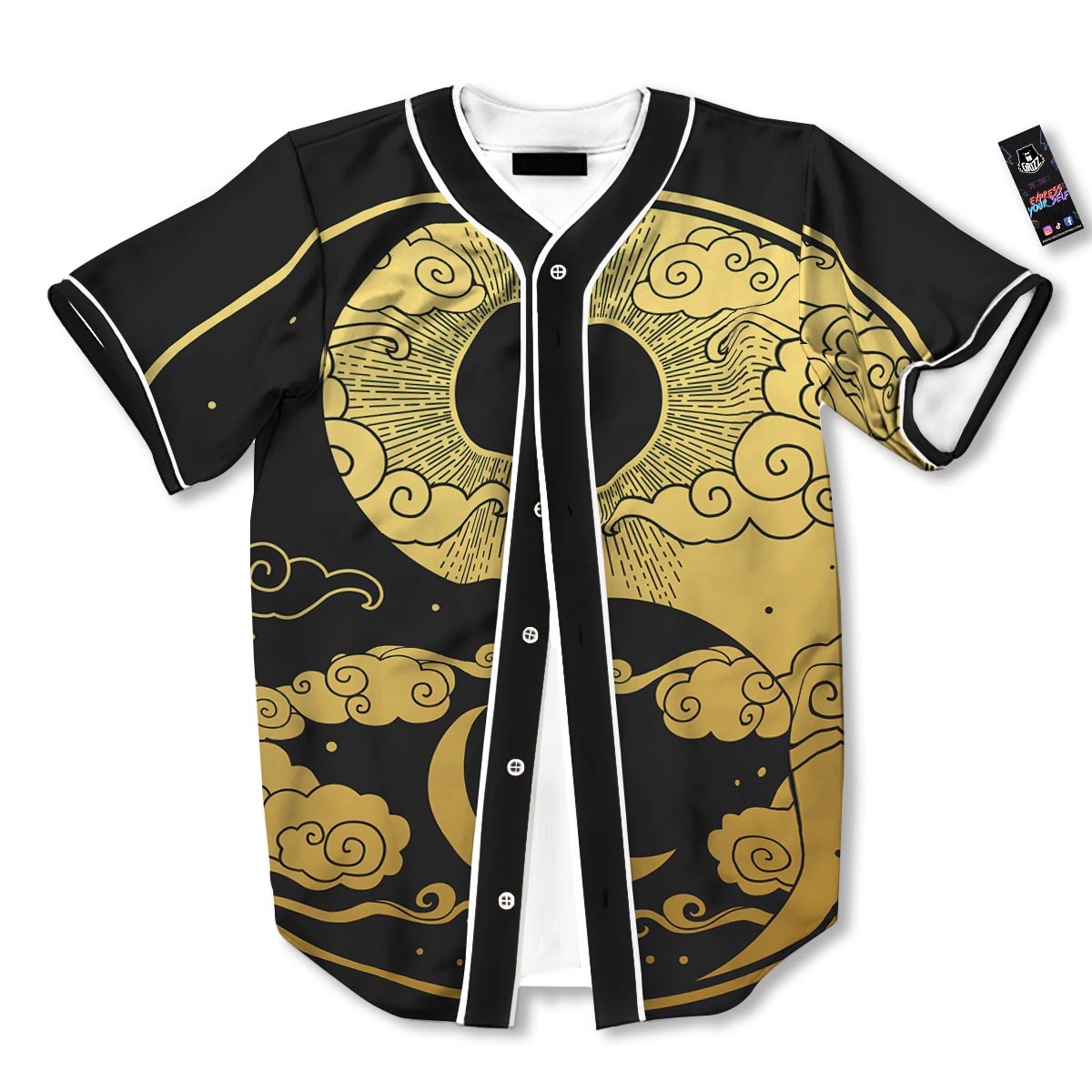 Yin Yang Moon And Sun Print Baseball Jersey-grizzshop