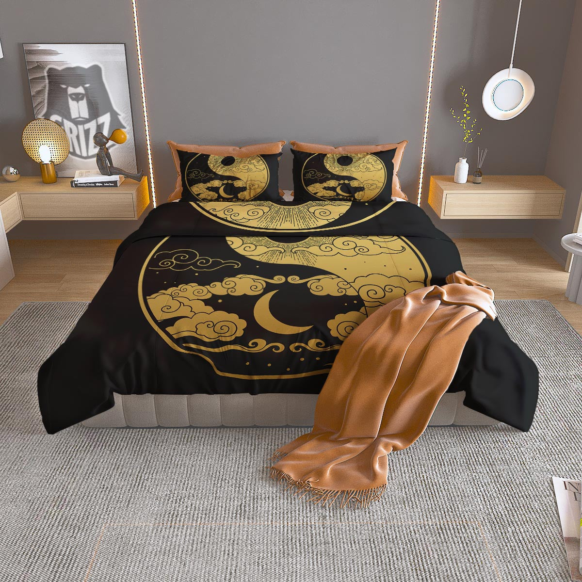 Yin Yang Moon And Sun Print Duvet Cover Bedding Set