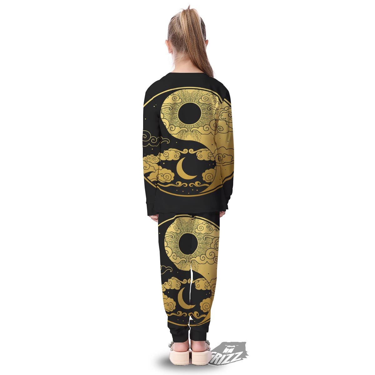 Yin Yang Moon And Sun Print Kid's Pajamas-grizzshop