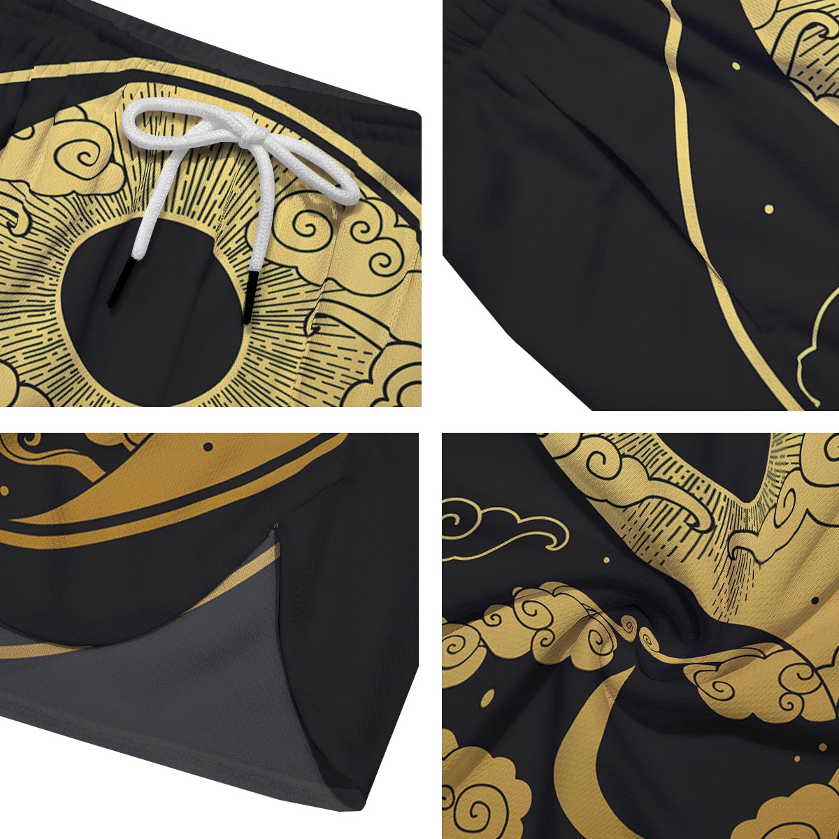 Yin Yang Moon And Sun Print Men's Running Shorts-grizzshop