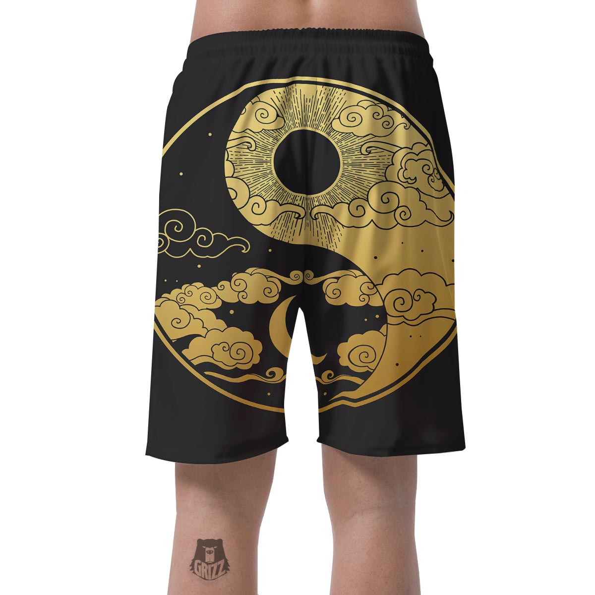 Yin Yang Moon And Sun Print Men's Shorts-grizzshop