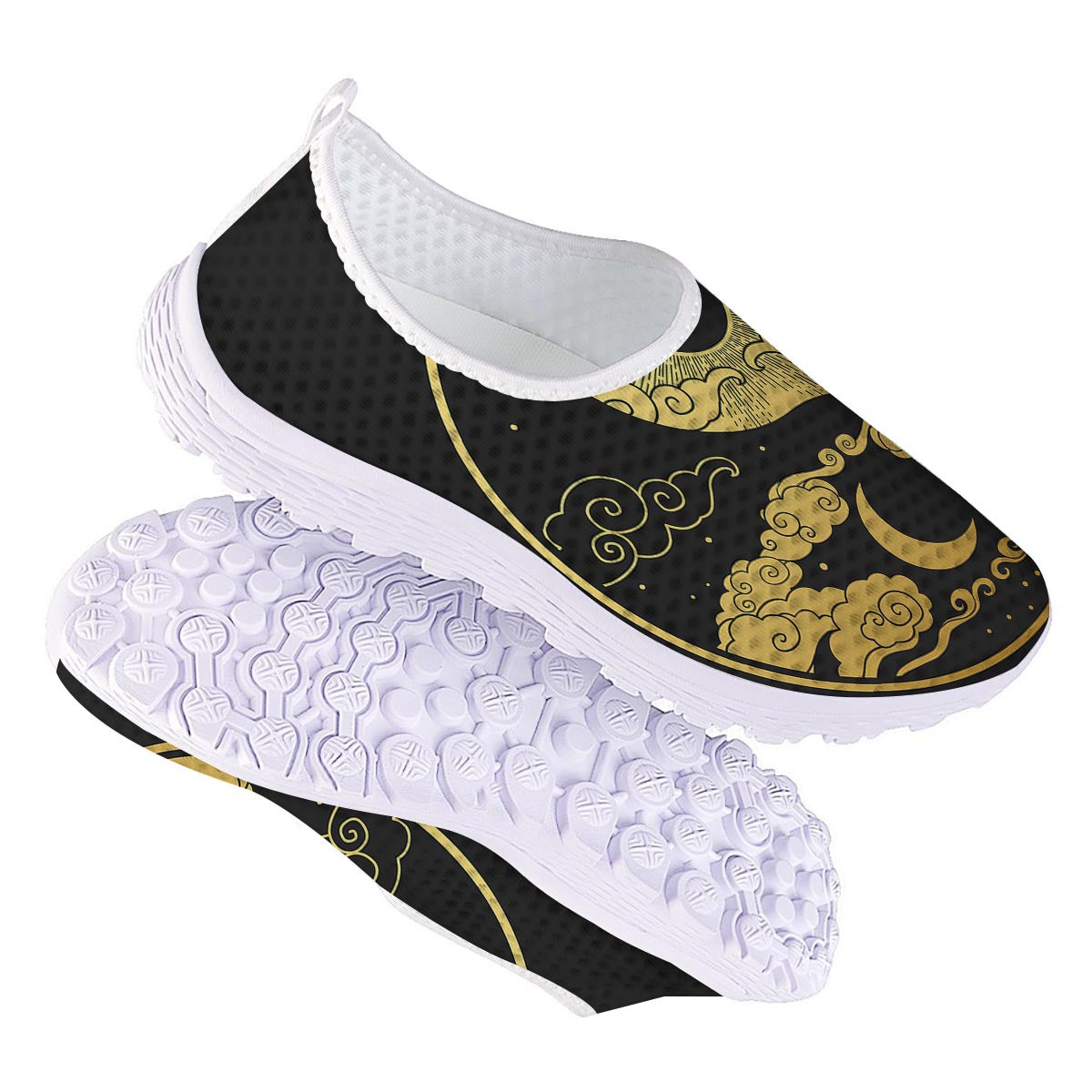 Yin Yang Moon And Sun Print Nurse Shoes-grizzshop