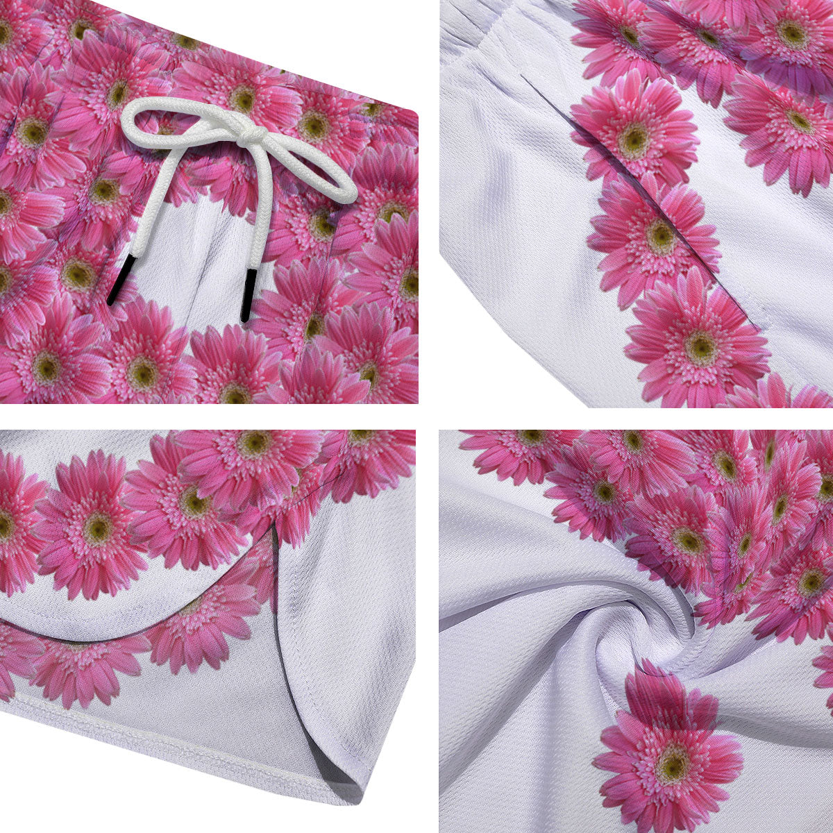 Yin Yang Pink Flowers Print Men's Running Shorts-grizzshop