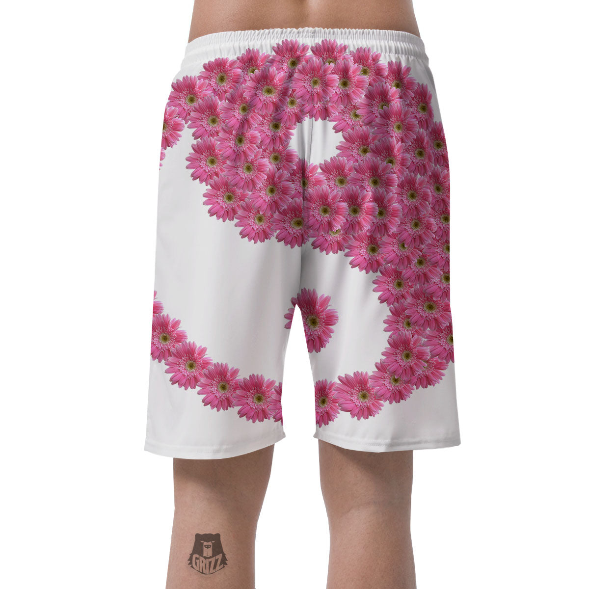 Yin Yang Pink Flowers Print Men's Shorts-grizzshop