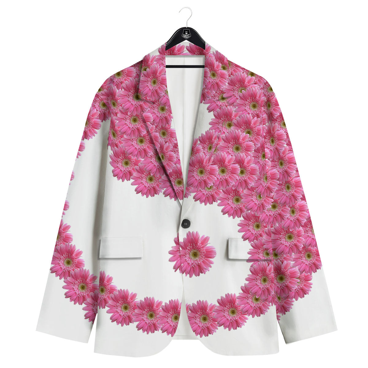 Yin Yang Pink Flowers Print Men's Sport Coat-grizzshop