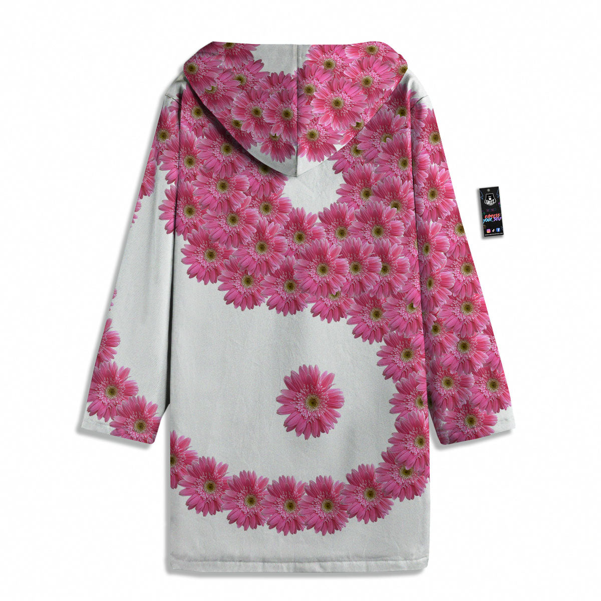 Yin Yang Pink Flowers Print Men's Windbreaker Jacket-grizzshop