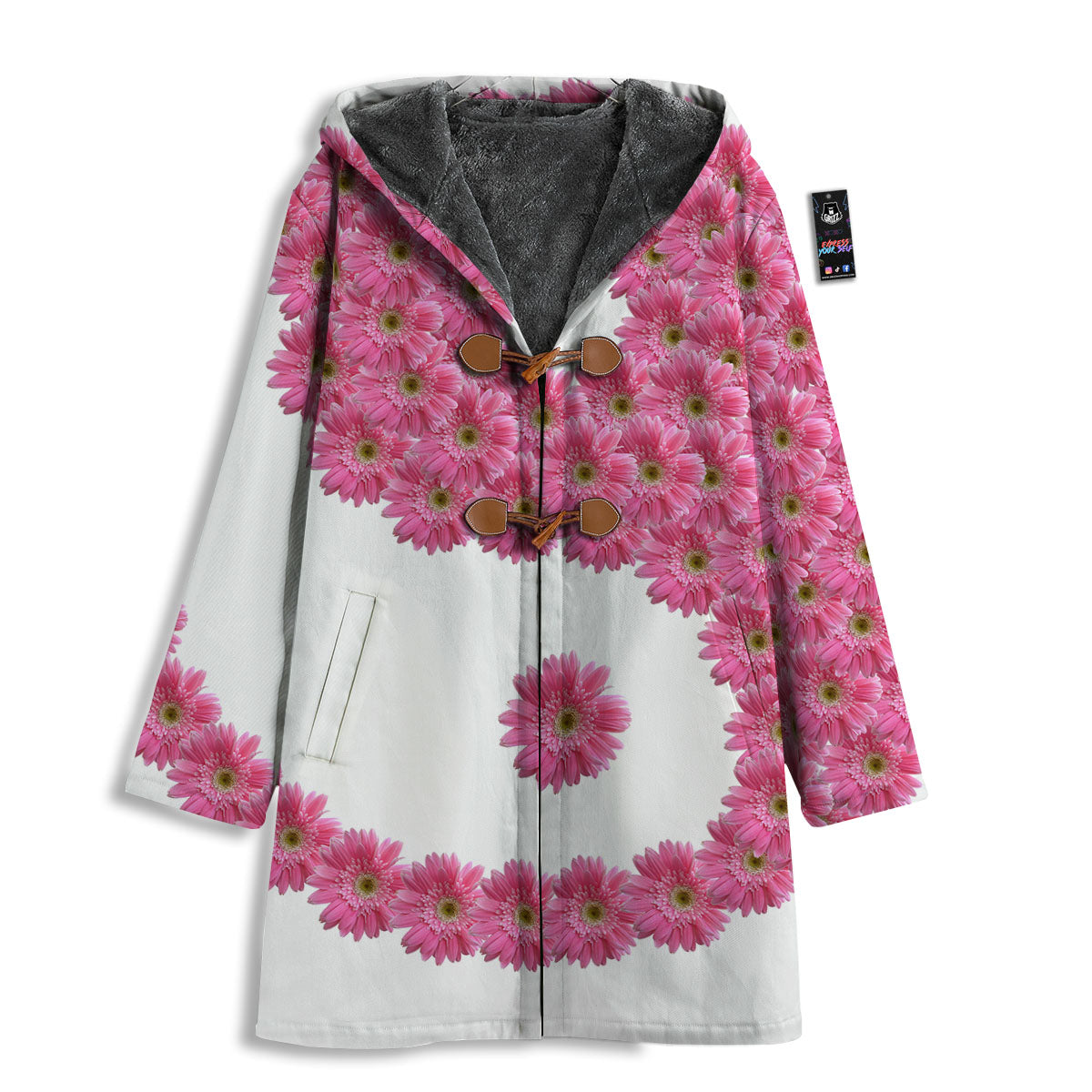 Yin Yang Pink Flowers Print Men's Windbreaker Jacket-grizzshop