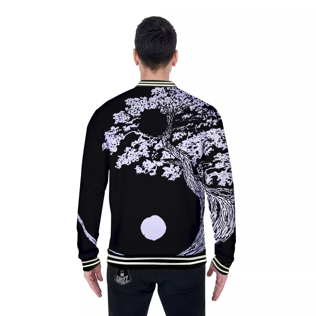 Yin Yang Roots Print Baseball Jacket-grizzshop