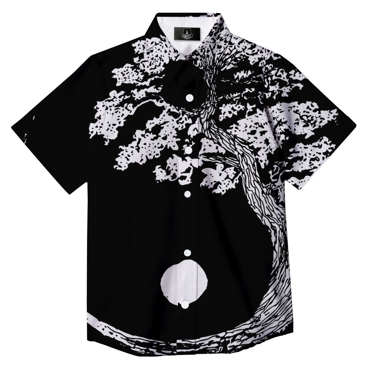 Yin Yang Roots Print Button Up Shirt-grizzshop