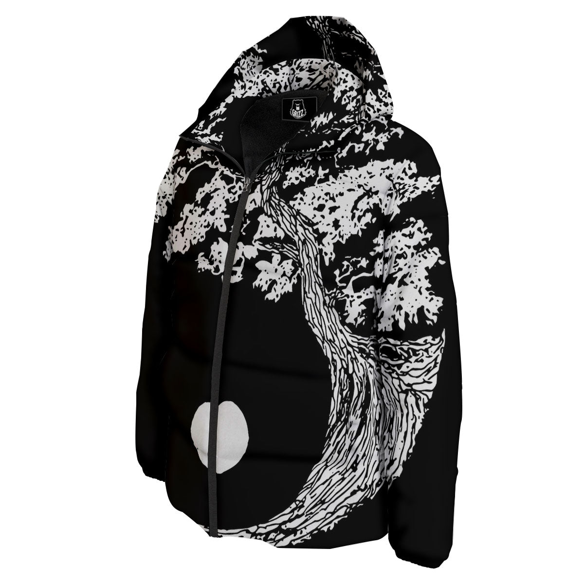 Yin Yang Roots Print Down Jacket-grizzshop