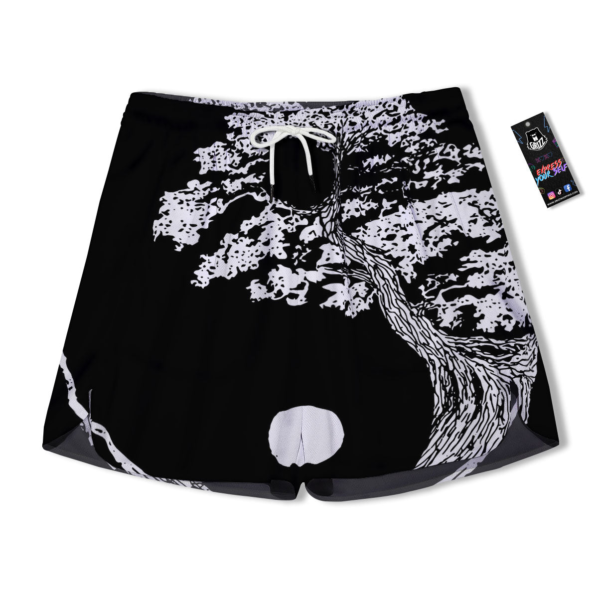 Yin Yang Roots Print Men's Running Shorts-grizzshop