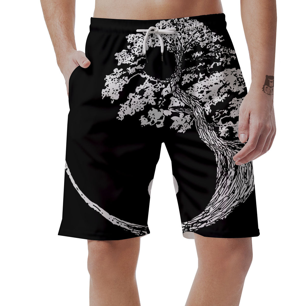 Yin Yang Roots Print Men's Shorts-grizzshop