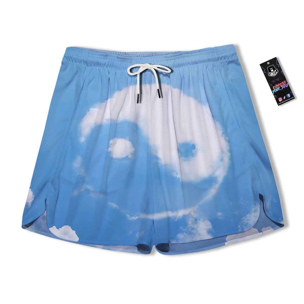 Yin Yang Space And Sky Print Men's Running Shorts-grizzshop