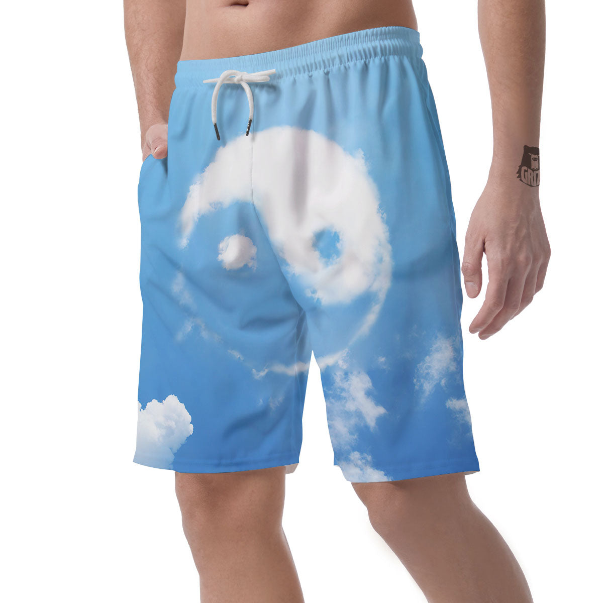 Yin Yang Space And Sky Print Men's Shorts-grizzshop