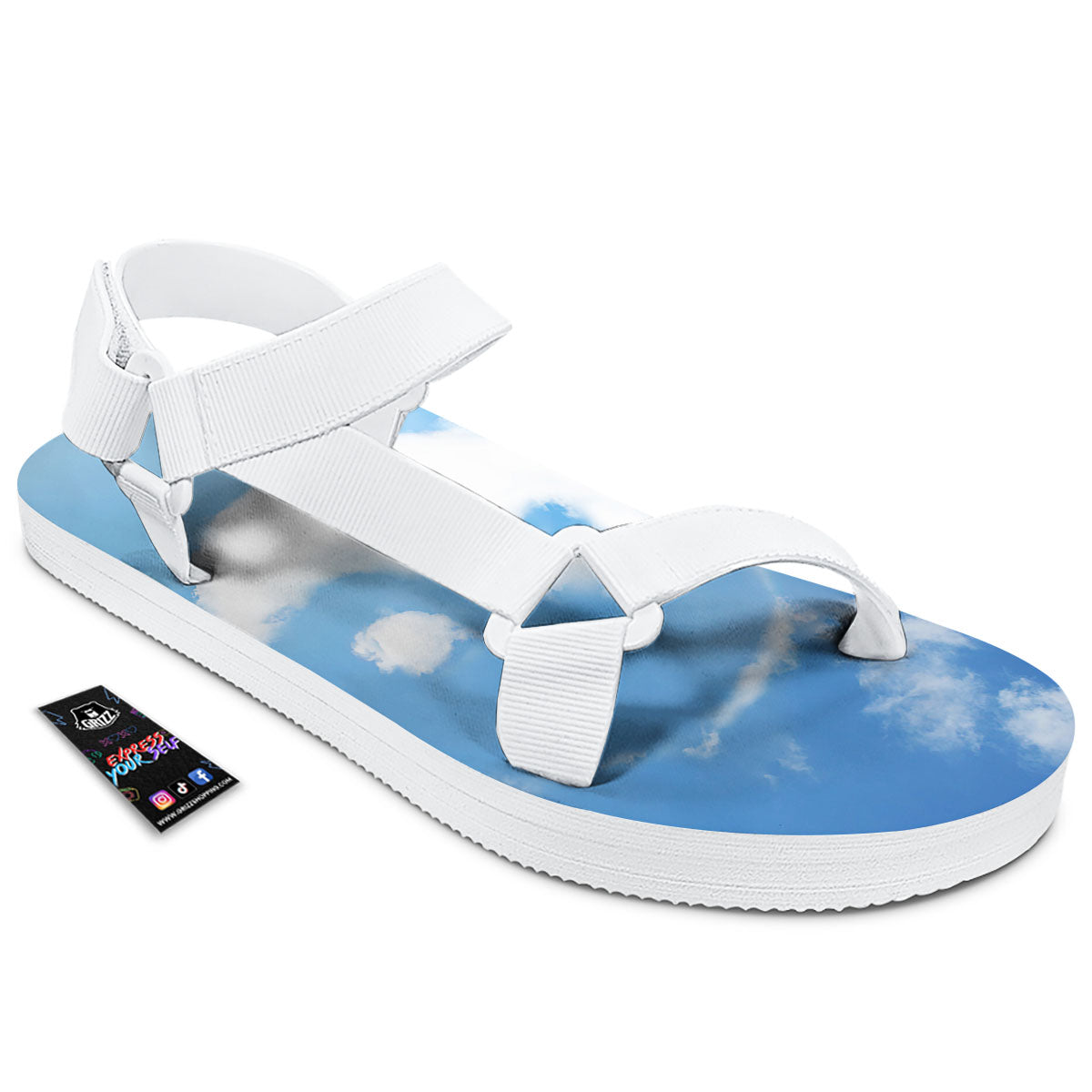 Yin Yang Space And Sky Print White Open Toe Sandals-grizzshop