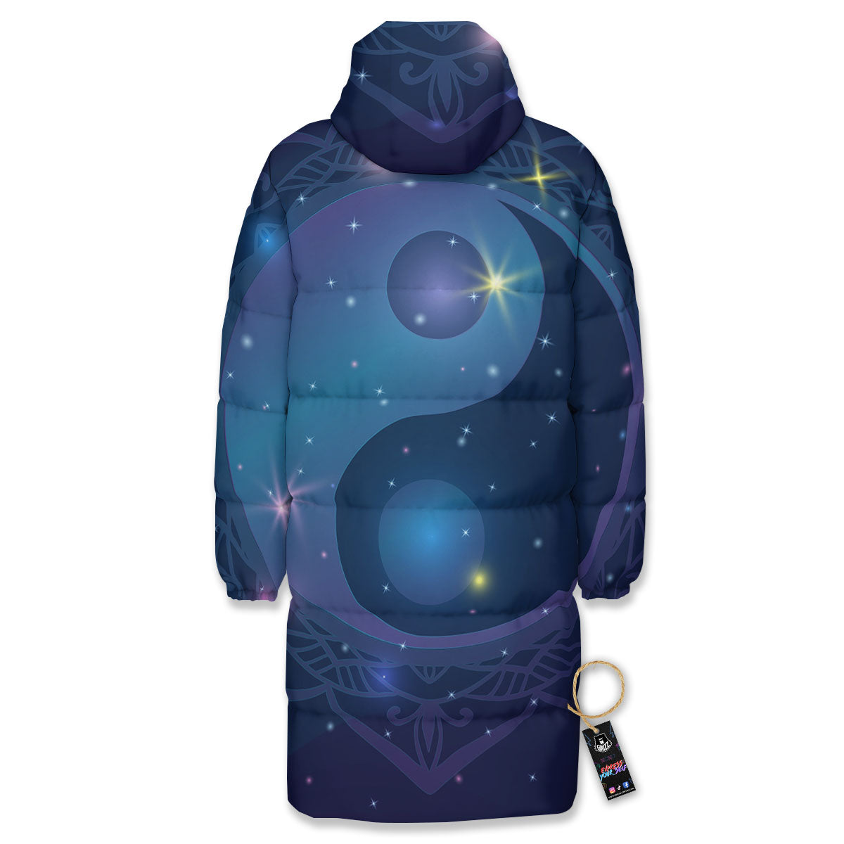 Yin Yang Space Print Long Down Jacket-grizzshop