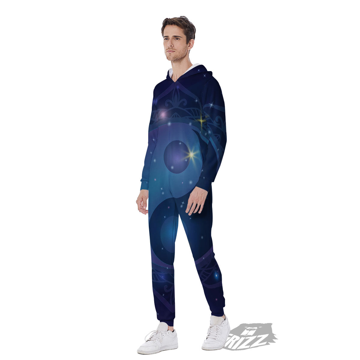 Yin Yang Space Print Men's Jumpsuit-grizzshop