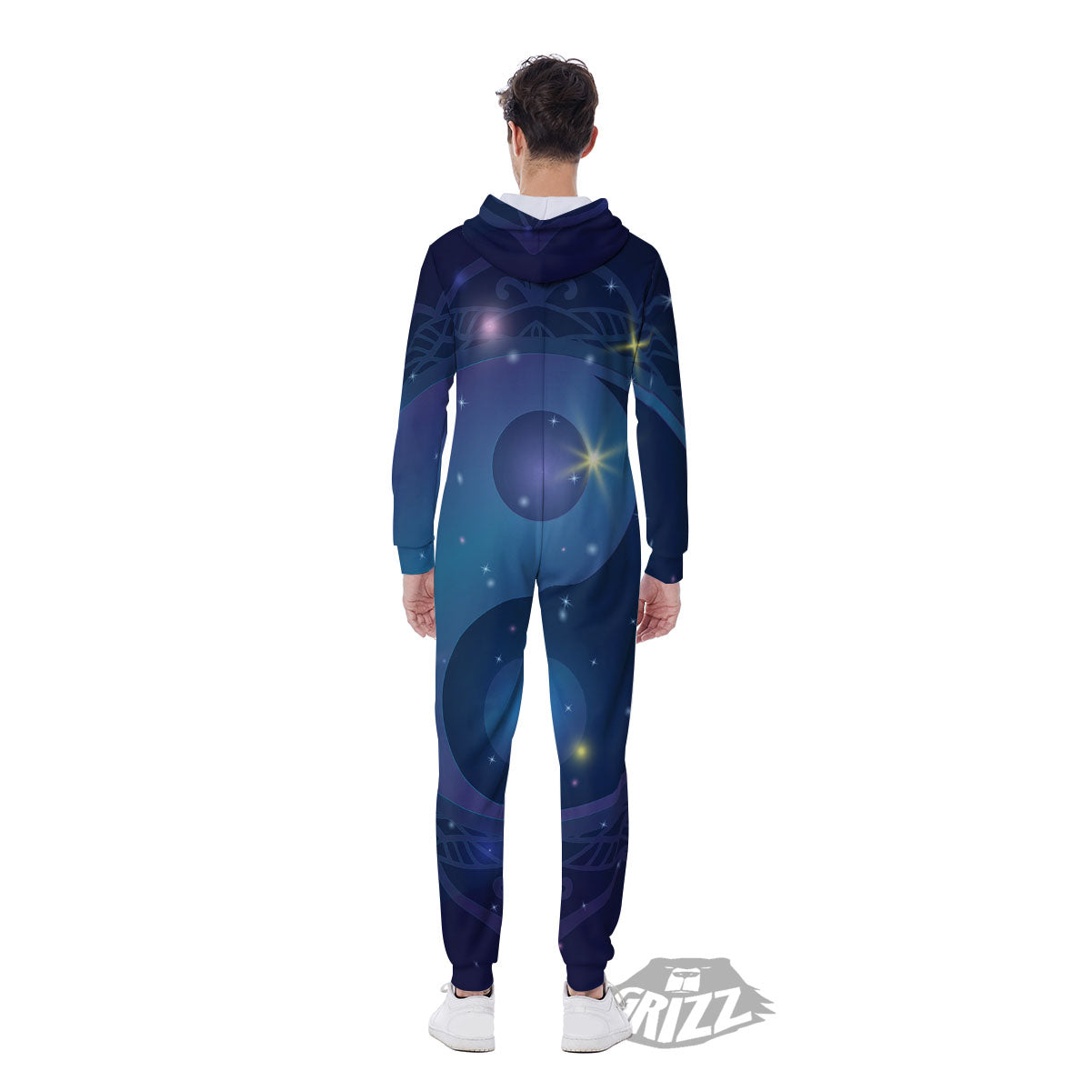 Yin Yang Space Print Men's Jumpsuit-grizzshop