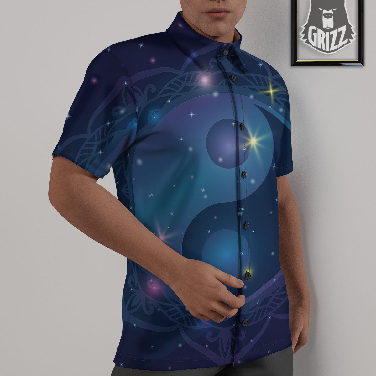 Yin Yang Space Print Untucked Shirts-grizzshop