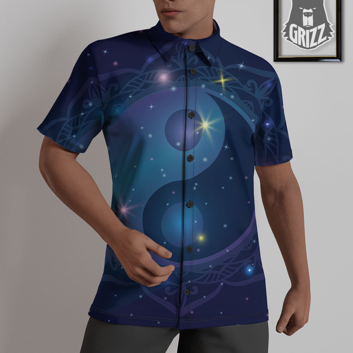 Yin Yang Space Print Untucked Shirts-grizzshop