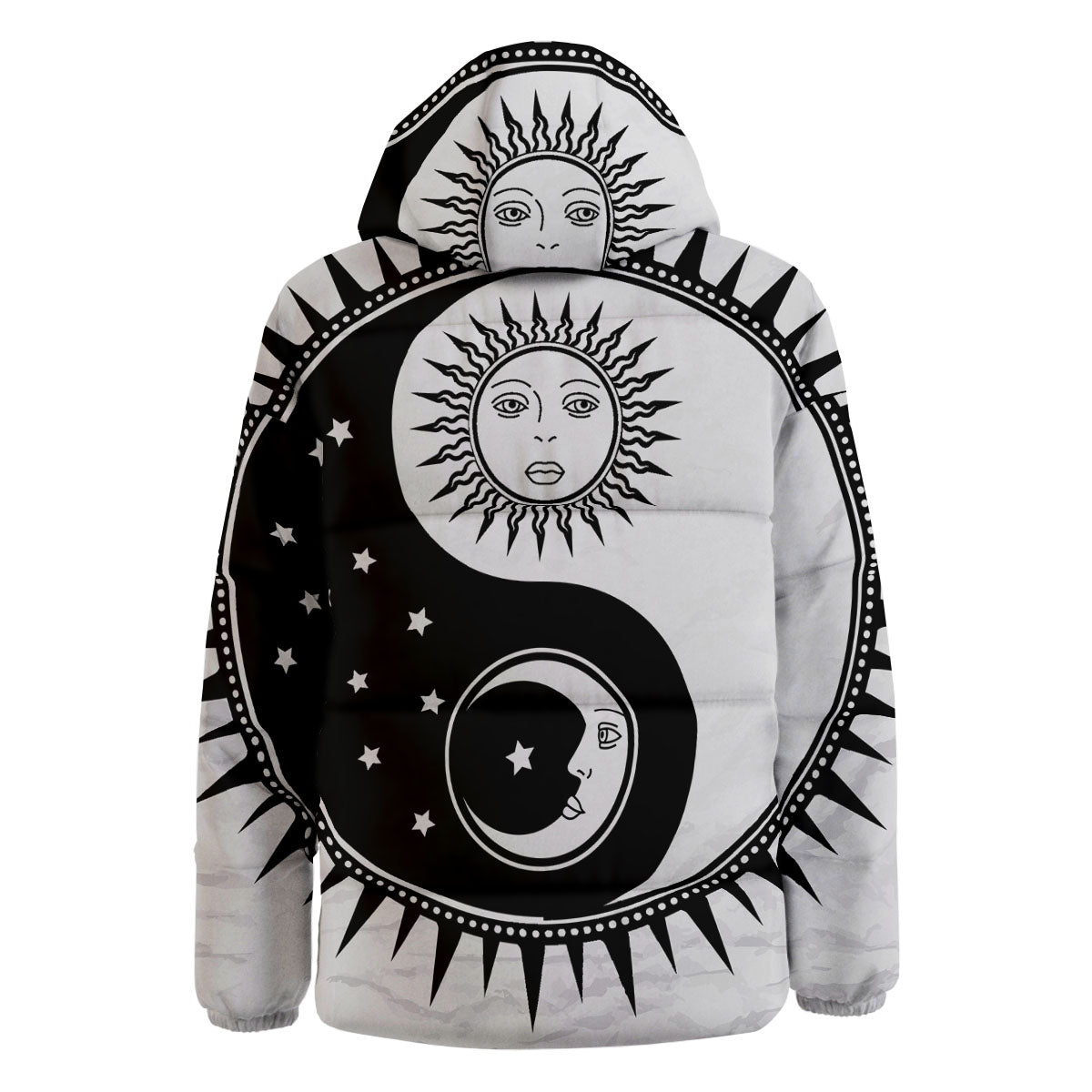 Yin Yang Sun White And Black Print Down Jacket-grizzshop