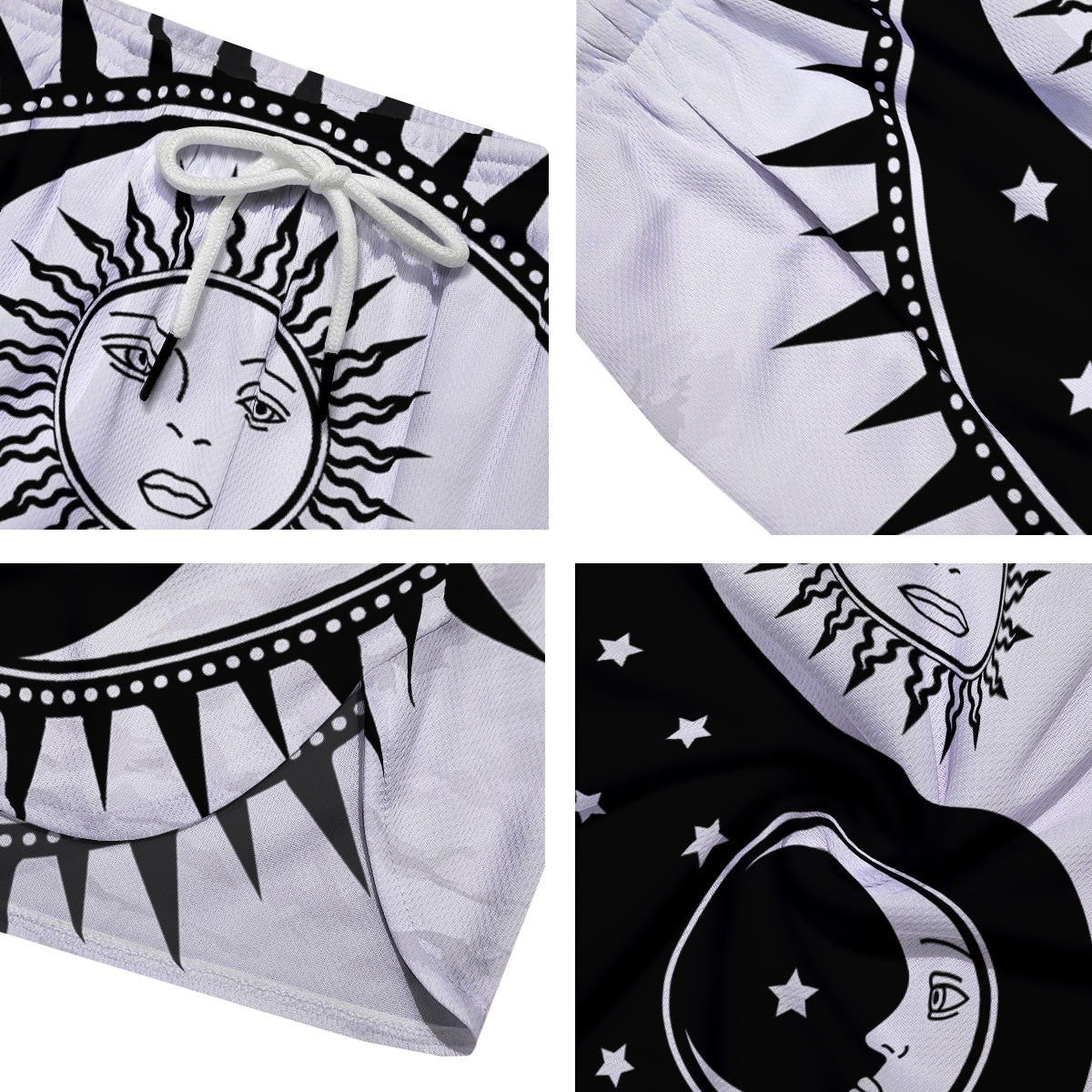 Yin Yang Sun White And Black Print Men's Running Shorts-grizzshop