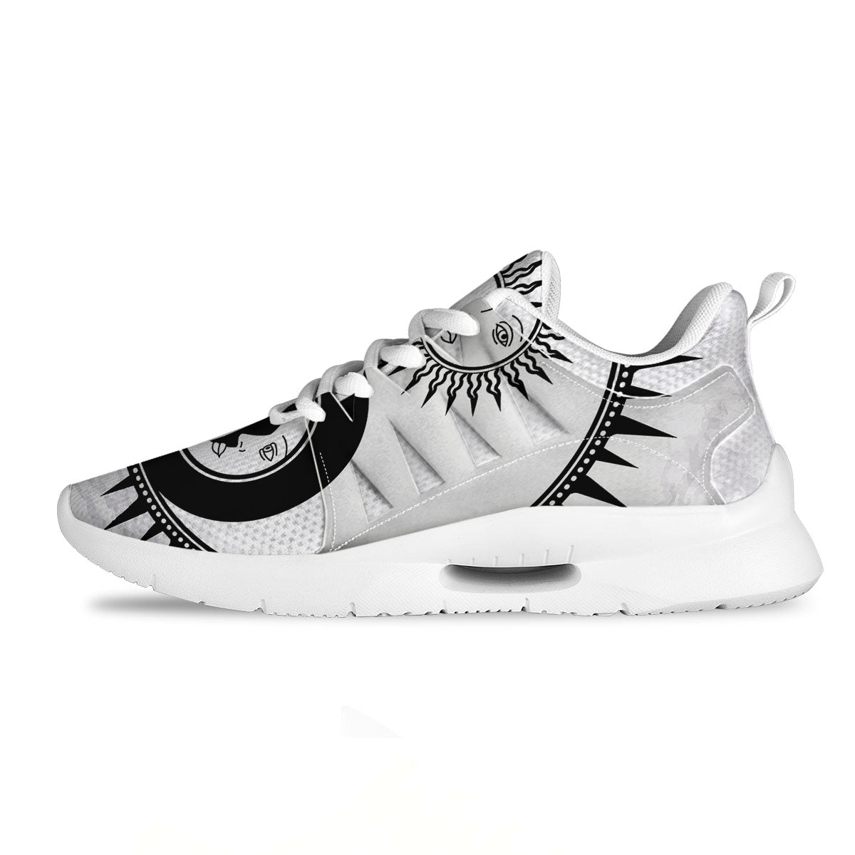 Yin Yang Sun White And Black Print Tennis Shoes-grizzshop