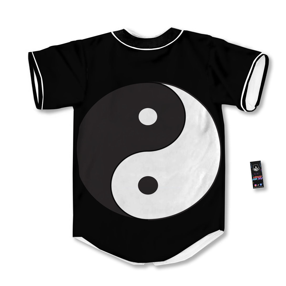 Yin Yang Symbol White And Black Print Baseball Jersey-grizzshop