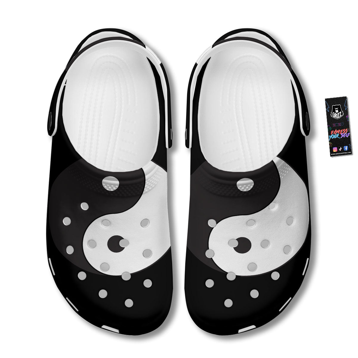 Yin Yang Symbol White And Black Print Clog-grizzshop