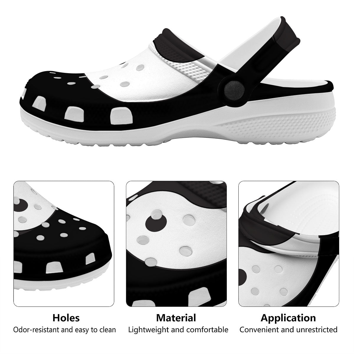 Yin Yang Symbol White And Black Print Clog-grizzshop