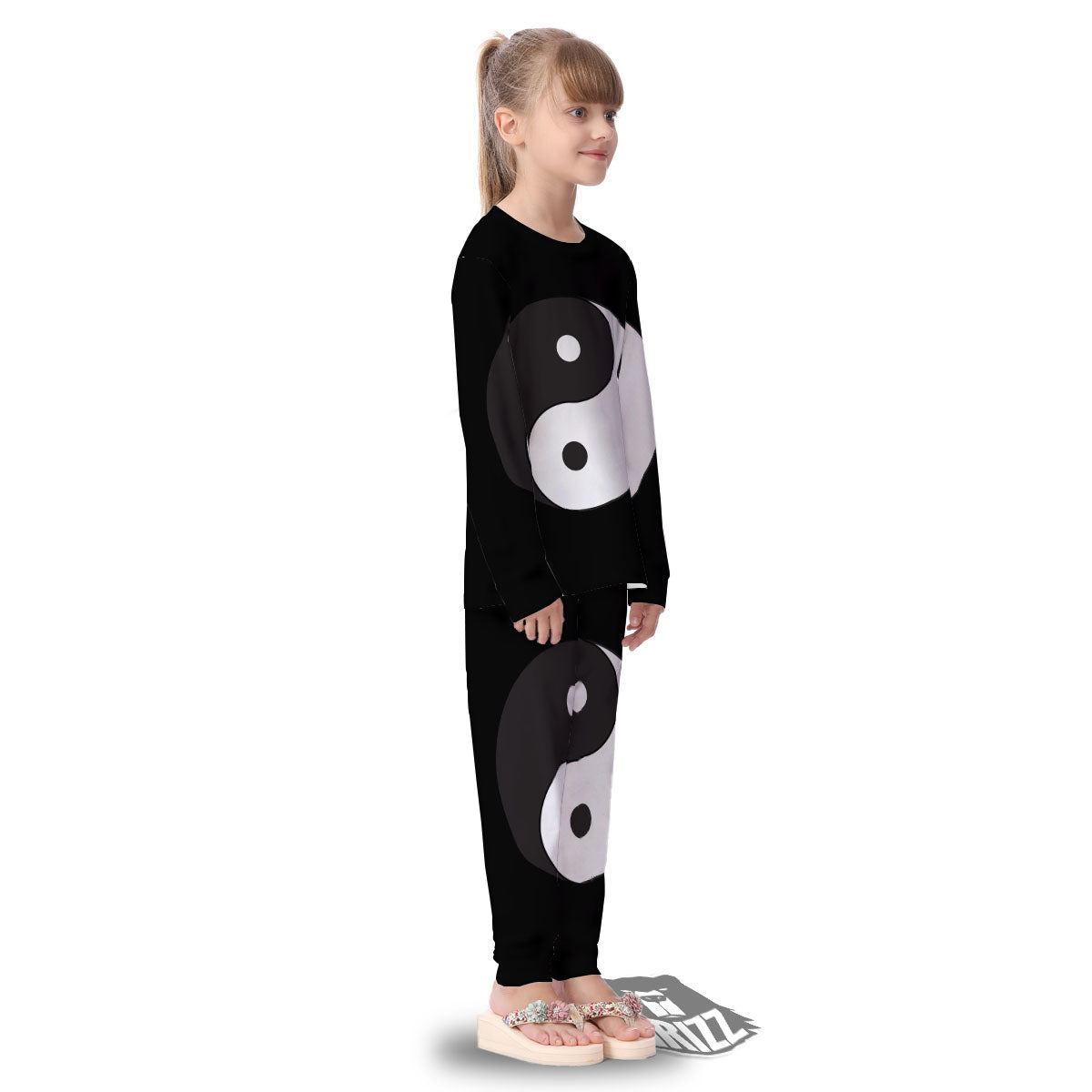 Yin Yang Symbol White And Black Print Kid's Pajamas-grizzshop