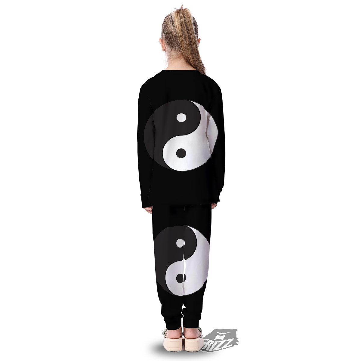 Yin Yang Symbol White And Black Print Kid's Pajamas-grizzshop