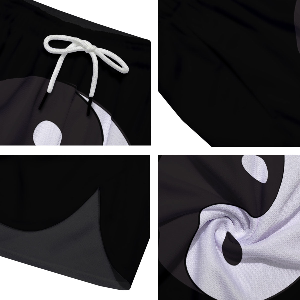 Yin Yang Symbol White And Black Print Men's Running Shorts-grizzshop