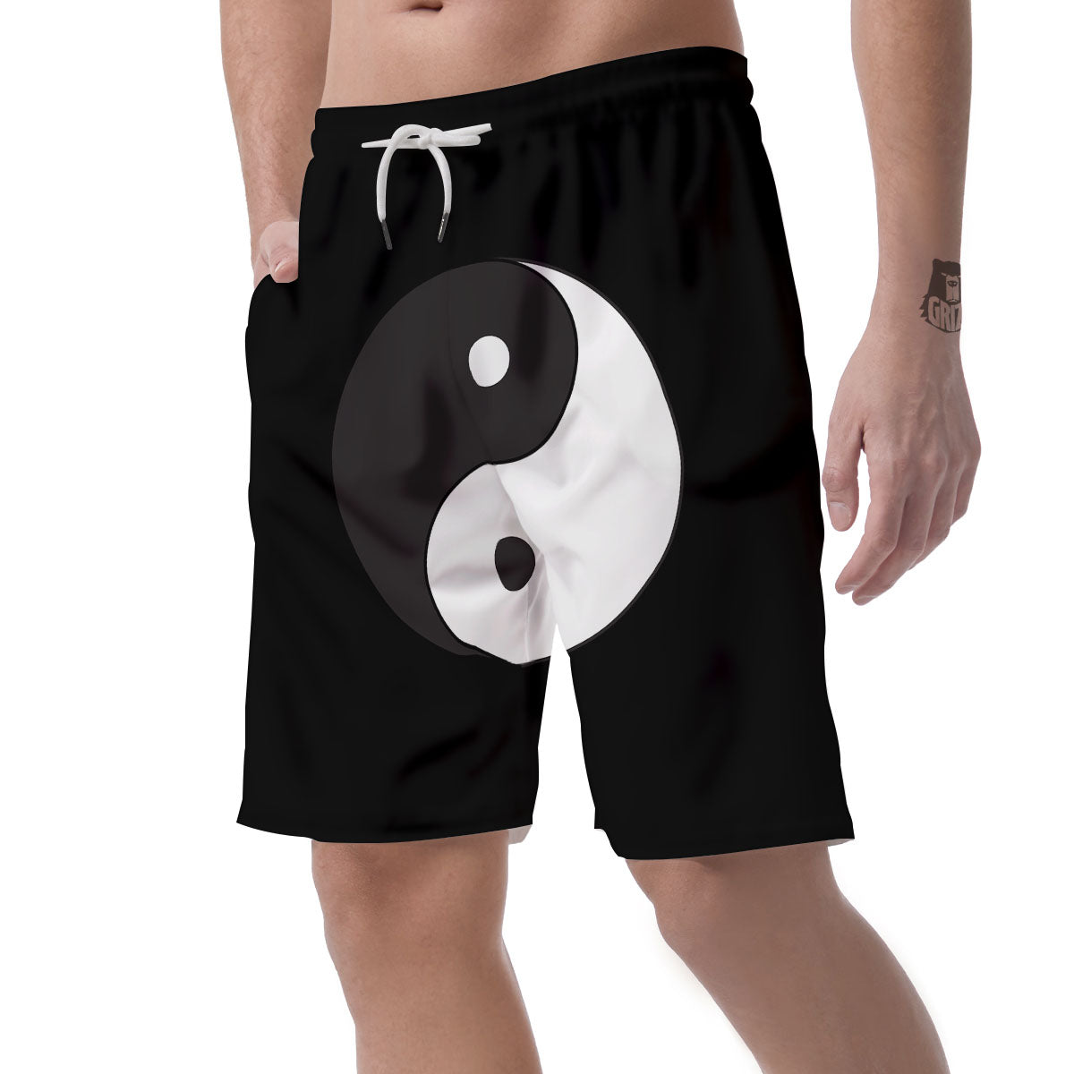Yin Yang Symbol White And Black Print Men's Shorts-grizzshop