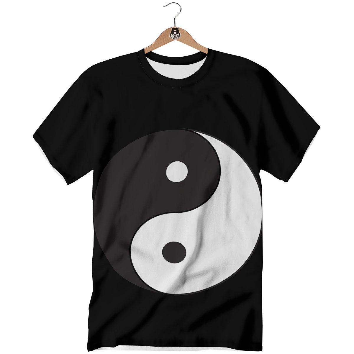 Yin Yang Symbol White And Black Print T-Shirt-grizzshop