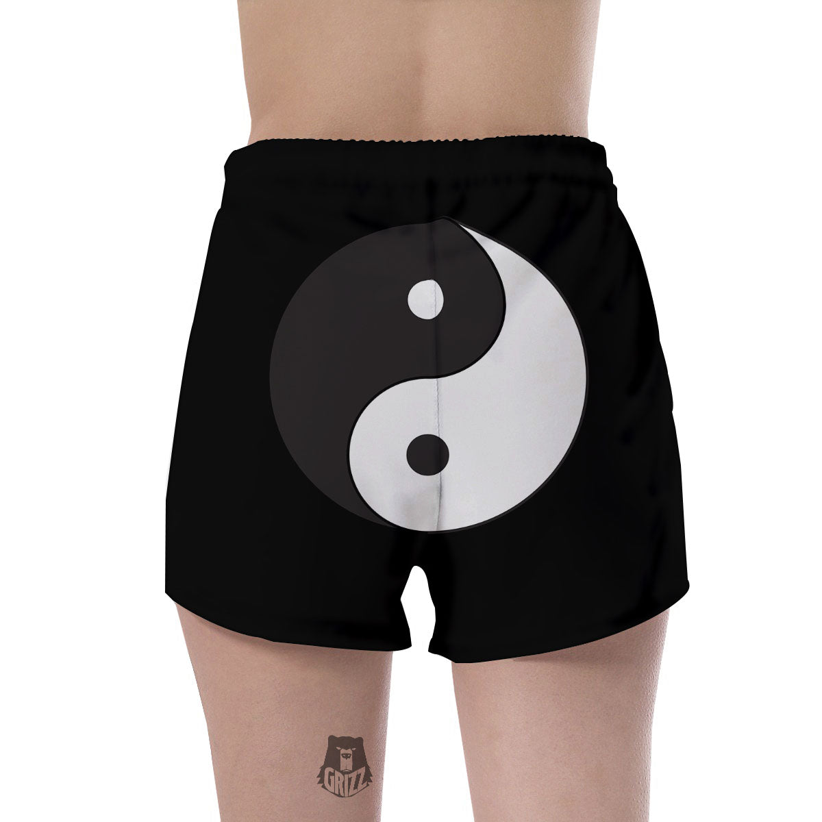 Yin Yang Symbol White And Black Print Women's Shorts-grizzshop