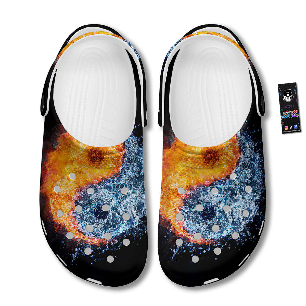 Yin Yang Water And Fire Print Clog-grizzshop
