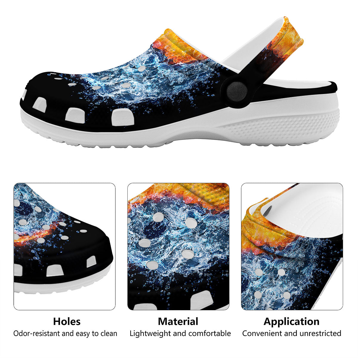 Yin Yang Water And Fire Print Clog-grizzshop
