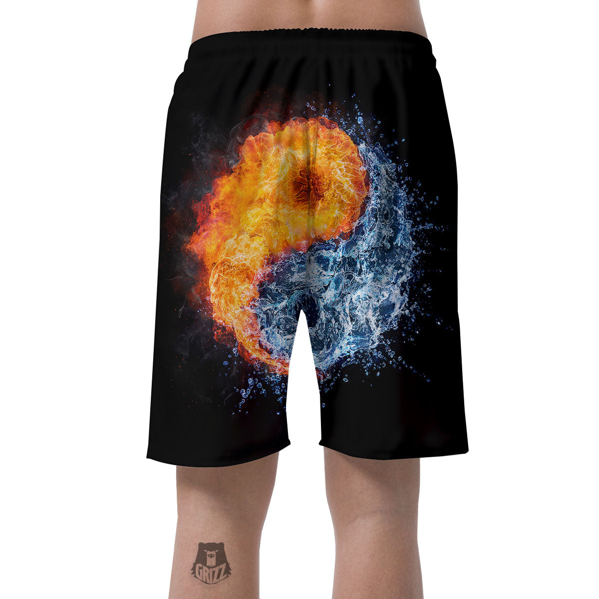 Yin Yang Water And Fire Print Men's Shorts-grizzshop